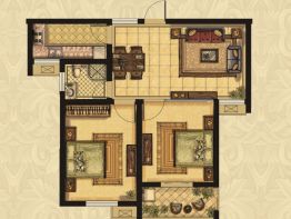 华洲青林湾2室1厅1厨1卫建面67.0㎡