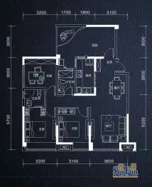 同森金棕榈4室2厅1厨2卫建面89.0㎡