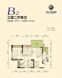 甜城印象3室2厅1卫建面97.0㎡