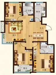 裕东新府3室2厅1厨2卫建面118.67㎡