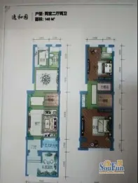 逸和园2室2厅1厨2卫建面145.0㎡
