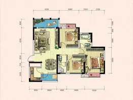 凯富南方鑫城3室2厅1厨2卫建面107.63㎡