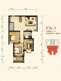 80年代3室2厅1厨1卫建面109.06㎡