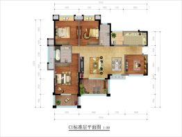 南湖国际中心4室2厅1厨2卫建面165.76㎡