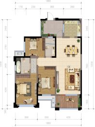 南湖国际中心3室2厅1厨2卫建面123.36㎡