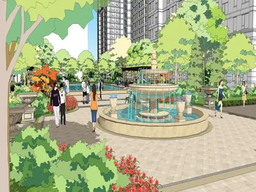 新湖国际效果图水景公园