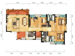 华侨城漫街4室2厅1厨3卫建面146.0㎡