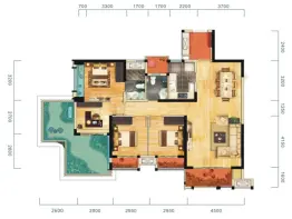 华侨城漫街4室2厅1厨3卫建面141.59㎡