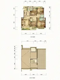 绿地海外滩4室2厅1厨2卫建面132.35㎡