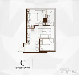 立新国贸中心2室1厅1厨1卫建面68.0㎡