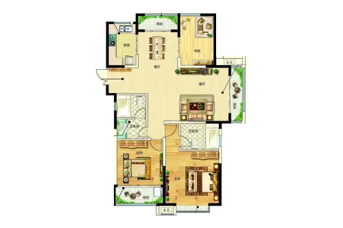 金盛瑞士花园户型图a3#a-13室2厅2卫1厨