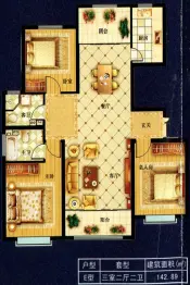 威隆太阳城3室2厅1厨2卫建面142.89㎡