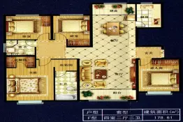 威隆太阳城4室2厅1厨2卫建面178.61㎡
