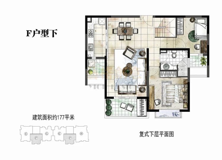 上海苏河融景4室2厅2卫1厨177.00㎡户型图-上海房天下