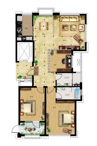 威高·青缇湾户型图住宅2#楼 C户型 149平米3室2厅2卫1厨