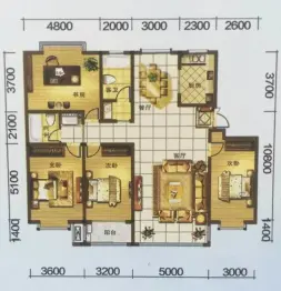 学府一号4室2厅1厨2卫建面187.0㎡