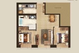 丰隆城市中心写字楼2室2厅1厨1卫建面107.0㎡