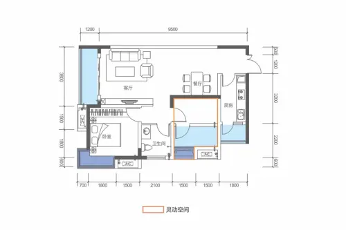 黄埔国际户型图黄埔公馆A2户型2室2厅1卫1厨