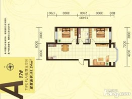 龙辰花园2室1厅1厨1卫建面88.24㎡