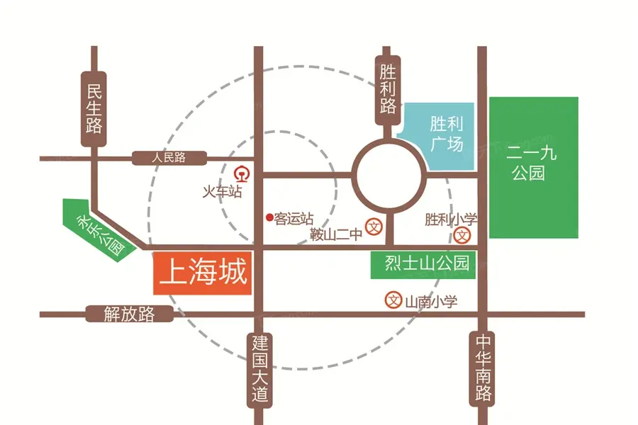 鞍山上海城交通图