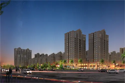 中电海湾国际社区效果图西南角透视夜景效果图
