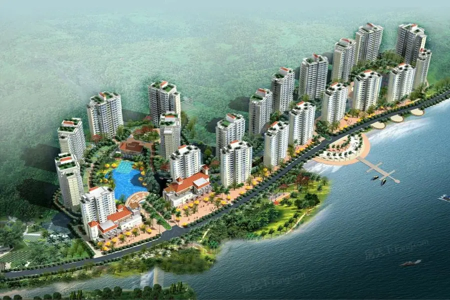五指山澜湖岸边度假小区效果图