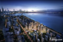 华丰·前海湾项目楼栋鸟瞰夜景效果图