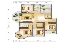 新港国际城4室2厅1厨2卫建面130.0㎡
