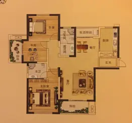 万众e家3室2厅1厨2卫建面121.51㎡