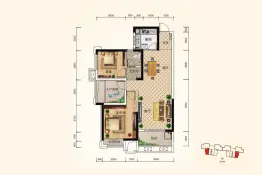 上园2室2厅1厨1卫建面87.89㎡