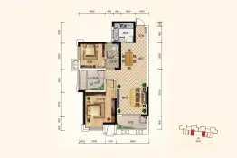 上园2室2厅1厨1卫建面87.23㎡