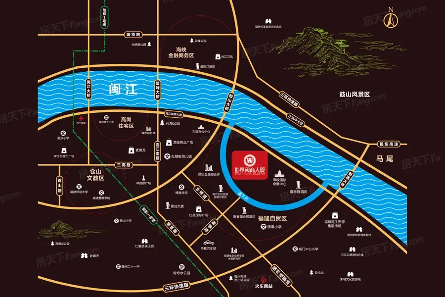 世界闽商大厦交通图